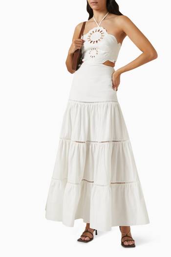 hover state of Lasercut Maxi Dress in Cotton Poplin