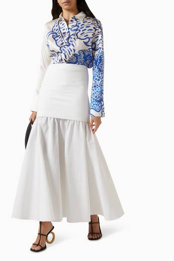 hover state of Flared Skirt in Cotton-blend Faille