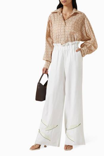 hover state of San Benito Embroidered Pants in Linen