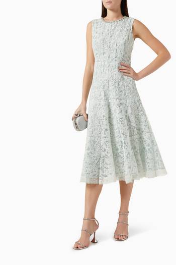 hover state of Sleeveless Midi Dress in Floral Lace