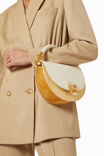 hover state of Marcie Chain Flap Bag in Nappa Lambskin, Grained Calfskin & Suede