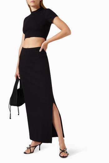 hover state of Logo Embossed Maxi Skirt in Cotton