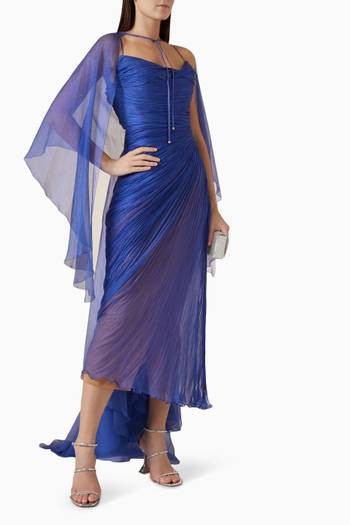 hover state of Lively Draped Maxi Dress in Silk Mousseline