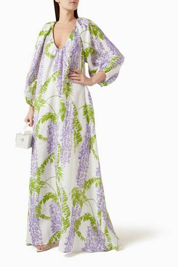 hover state of Georgio Floral-print Maxi Dress in Linen