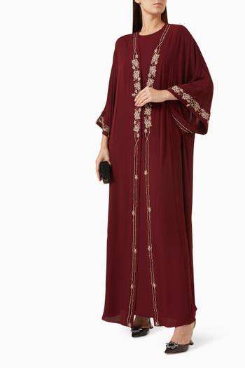 hover state of Embroidered Kaftan Set in Crepe Chiffon