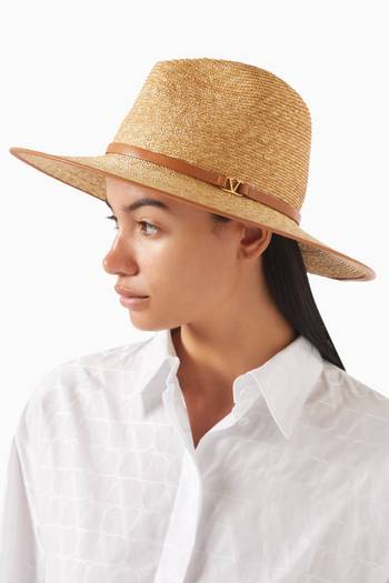 hover state of Valentino VLogo Signature Curved Wide Brim Hat