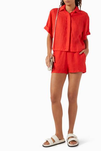 hover state of Buttoned Cropped Shirt in Linen