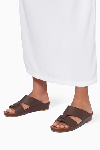 Chestnut-Brown Heritage Calfskin Sandals    