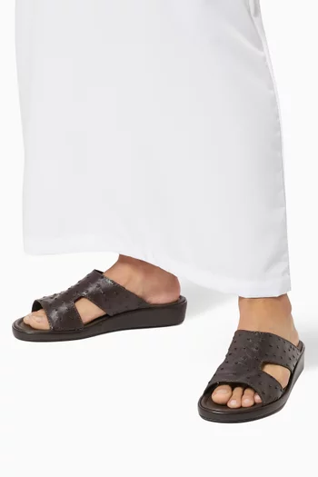 Western Arca Sandals in Ostrich Leather 