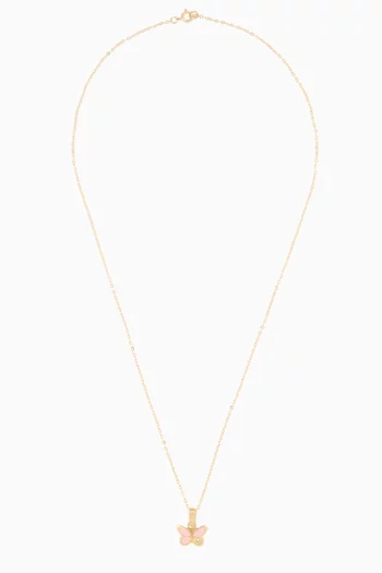 Butterfly Diamond Pendant Necklace in 18kt Yellow Gold        