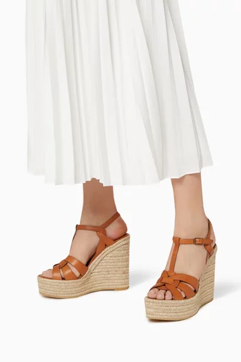 Tribute Platform Espadrille Wedges in Smooth Leather