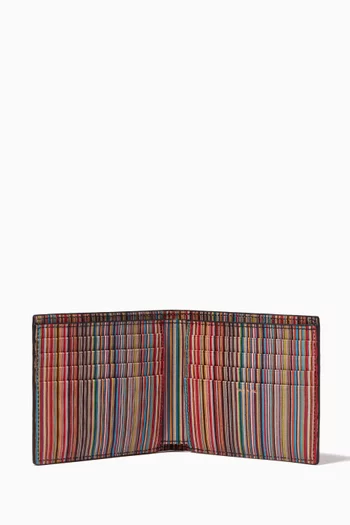 Signature Stripe Billfold Wallet in Leather     