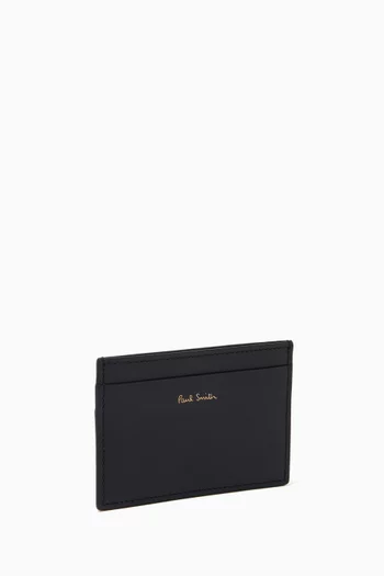 Signature Stripe Card Holder in Leather    