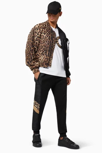 Sweatpants with Leopard Inserts in Jersey & Jacquard
