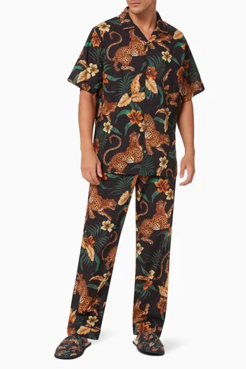 Pyjama Pants in Soleia Leopard Print Cotton  