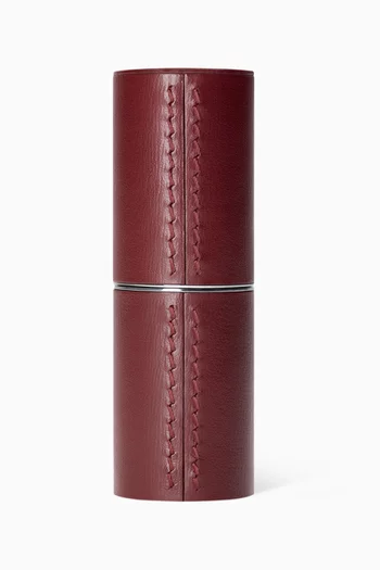 Chocolate Refillable Fine Leather Lipstick Case 