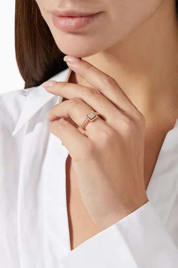 Quwa Square Diamond Single Ring in 18kt Rose Gold 