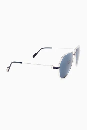Première de Cartier Pilot Sunglasses in Metal  