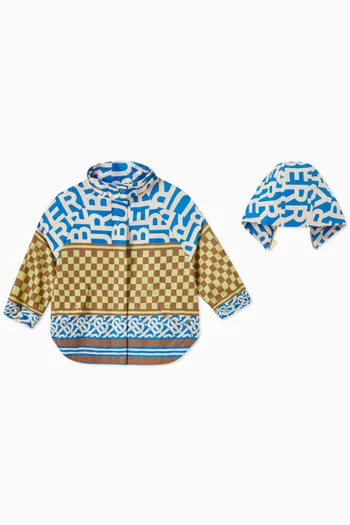 Checkerboard Montage Print Hooded Jacket