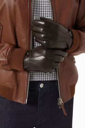 Logo Gloves in Lambskin Leather