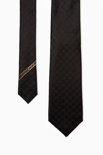 ربطة عنق حرير بنقشة حرفي GG