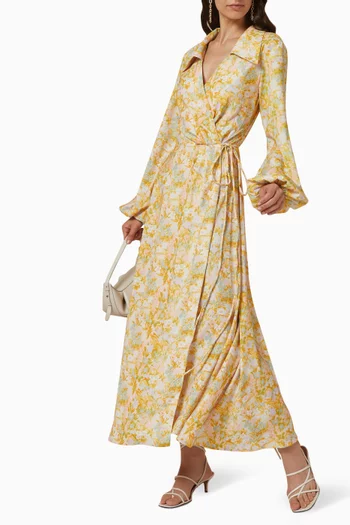 فستان جولدي بتصميم ملفوف كريب مبطن بالستان