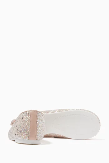 Glitter-embellished Bow Ballerina Shoes