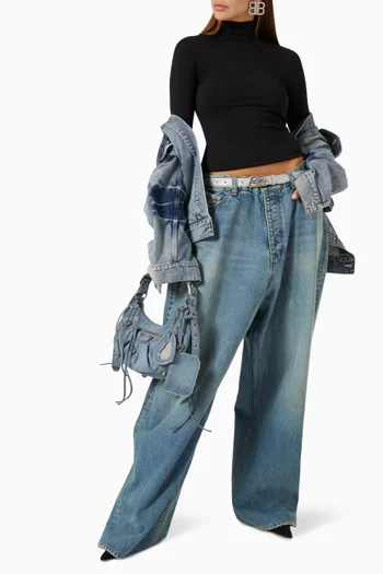 Large-fit Baggy Jeans in Coated Denim