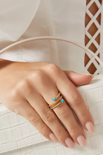 Cleo Lotus Twist Diamond & Turquoise Ring in 18kt Gold
