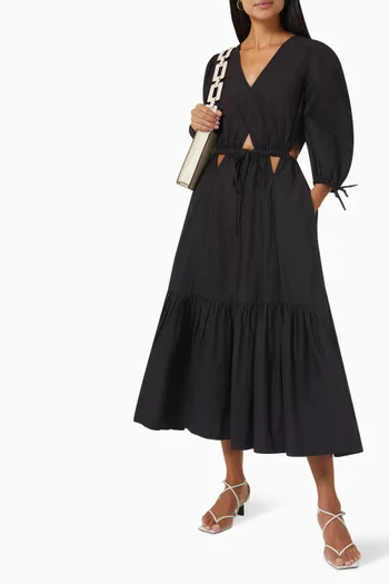 Steph Cut-out Midi Dress in Cotton-poplin