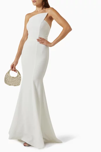 Structured Strapless Gown in Pebbled Crepe