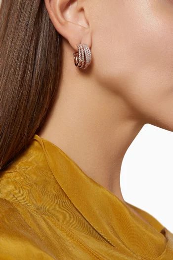 CZ Pavé Curve Earrings in Rose Gold-plated Brass