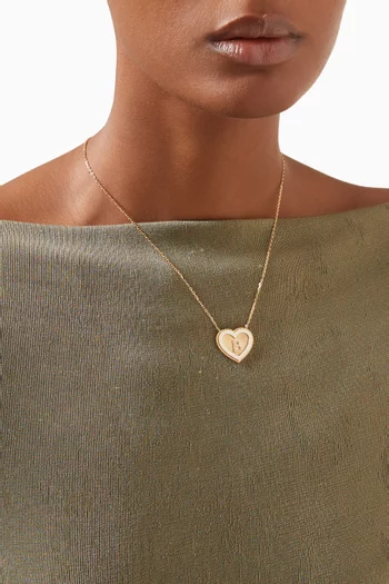 A2Z "B" Letter Heart-shaped Diamond Necklace in 18kt Yellow Gold