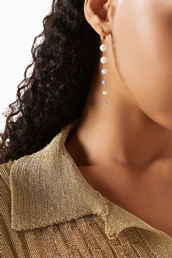 Pearl & Diamond Long Drop Earrings in 18kt Gold