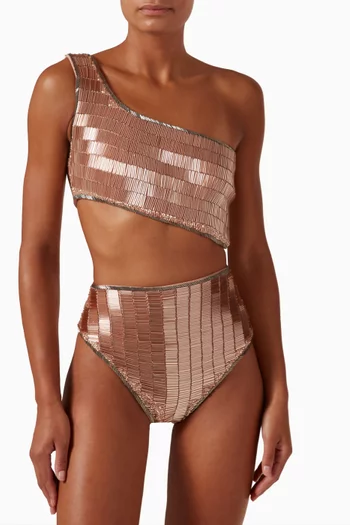 Lyla Embellished Bikini Set in Stretch-nylon