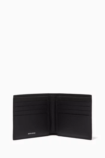Embossed Logo Bi-fold Wallet in Leather