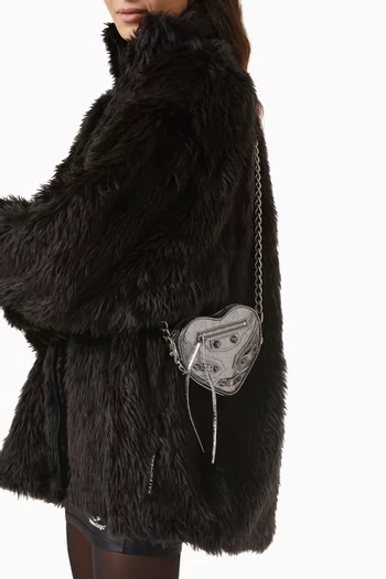 Mini Le Cagole Heart Shoulder Bag in Metallic-leather