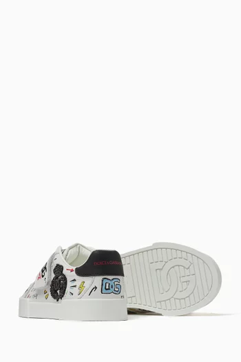 Sport Print Sneakers in Leather