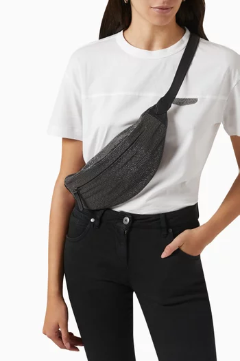 Logo Zip Belt Bag in Calf leather