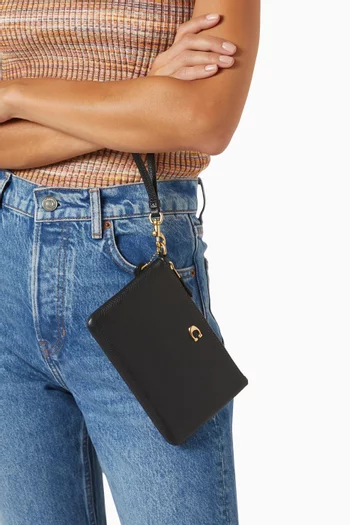 Small Wristlet Pouch in Leather