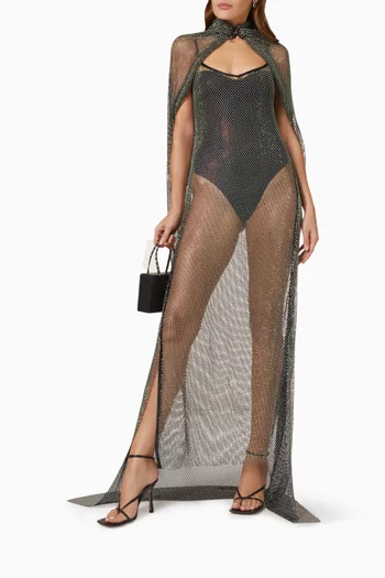 Amara Maxi Dress in Crystal-mesh