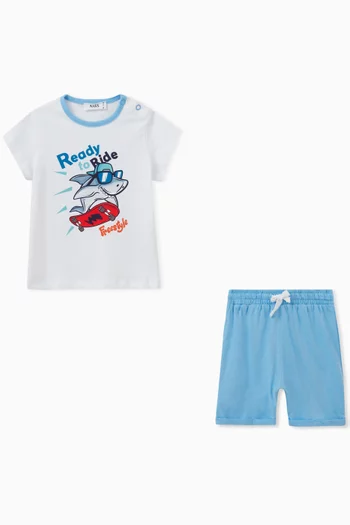 Shark T-shirt & Shorts Set in Cotton