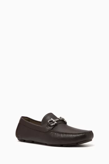 Gancini Ornament Driver Shoes in Calfskin Leather