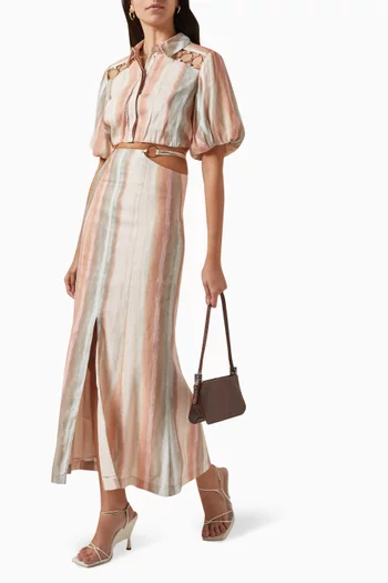 Jessica High-waist Midi Skirt in Linen-blend