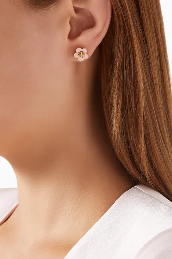 Kira Flower Enamel Stud Earrings in Gold-plated Brass
