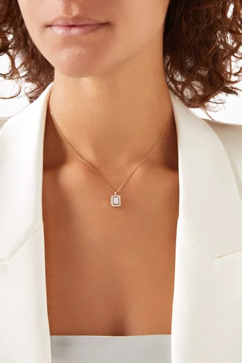 Barq Square Diamond Necklace in 18kt Rose Gold