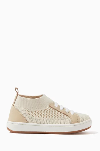 Lace-up Sock Sneakers in Woven Knit