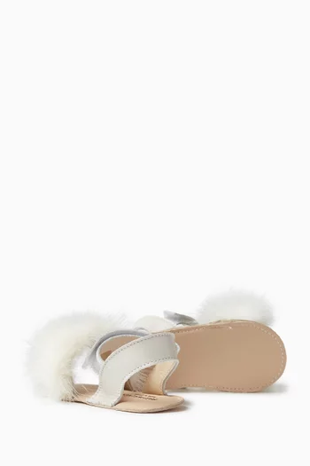 Fur-trimmed Sandals in Embellished-suede