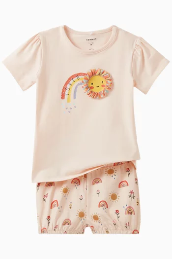 Sun-embroidered T-shirt in Cotton
