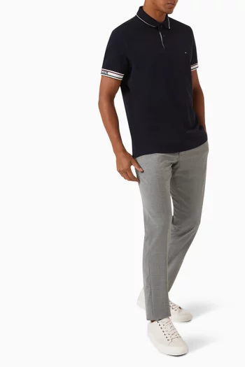Knitted Logo Tape Polo Shirt in Cotton Piqué